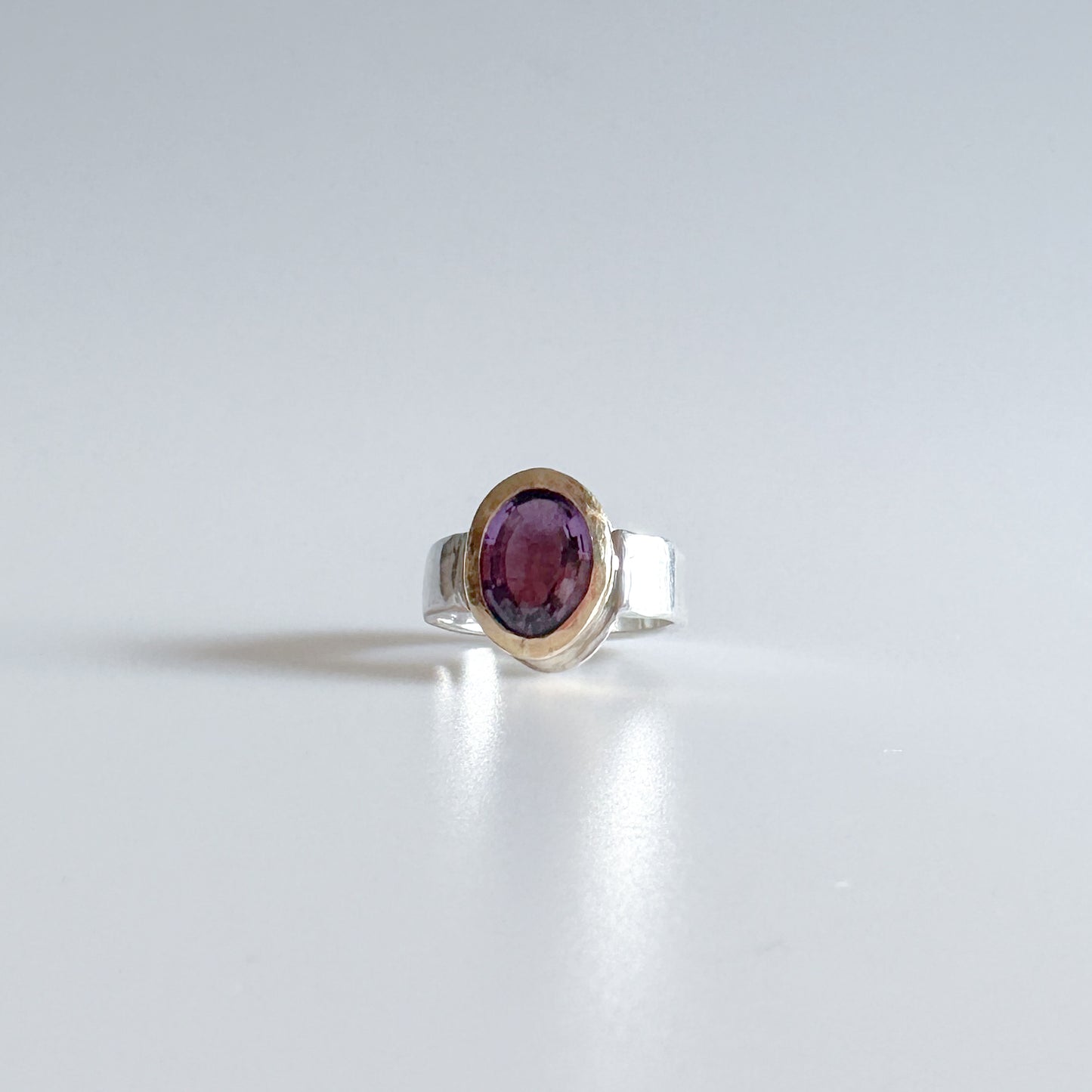 Amethyst Sterling Silver and Brass Ring