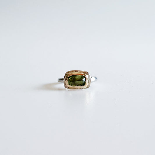 Tourmaline and Brass Ring